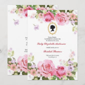 プレスプエスタシオンレッドローズ花模様ブリジガートンブライダル 招待状 (正面/裏面)