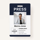 プレスロゴ写真QRコードプロフェッショナルバッジ バッジ (正面)