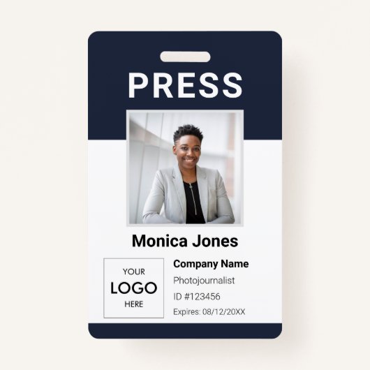 プレスロゴ写真QRコードプロフェッショナルバッジ バッジ (正面)