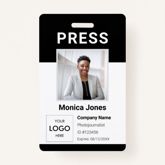 プレスロゴ写真QRコードプロフェッショナルバッジ バッジ (正面)