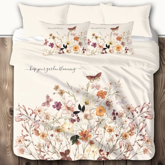 プレスワイルドフラワーズコテージコアクリームカスタム 枕カバー