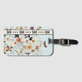 プレスワイルドフラワーズコテージコアモノグラムブルー ラゲッジタグ (正面横)