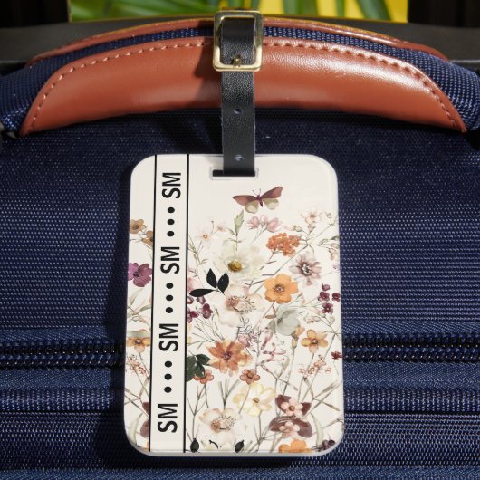 プレスワイルドフラワーズコテージコアモノグラムベージュ ラゲッジタグ (正面インサイチュ2)