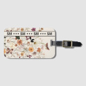 プレスワイルドフラワーズコテージコアモノグラムベージュ ラゲッジタグ (正面横)