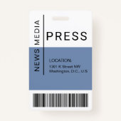 プレス作業者IDマスメディア従業員のダスティブルー バッジ (裏面)