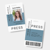 プレス作業者IDマスメディア従業員のダスティブルー バッジ (正面＆裏面)