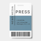 プレス作業者IDマスメディア従業員のダスティブルー バッジ (裏面)