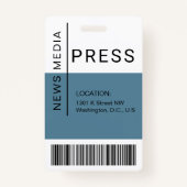 プレス作業者IDマスメディア従業員のダスティブルー バッジ (裏面)