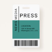 プレス作業者IDマスメディア従業員の写真ターコイ バッジ (裏面)