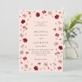 プレス加工の赤とクリーム色の花嫁用フラワー 招待状 (スタンド正面)