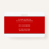 プレス従業員ID赤写真テンプレート バッジ (裏面)