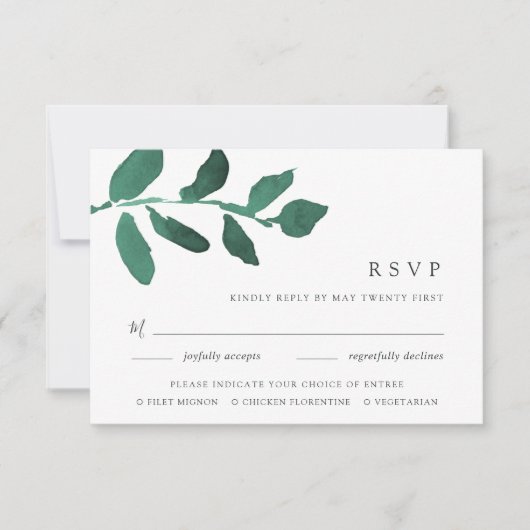 プレス植物性食事の選択RSVPカード | Emerald 出欠カード (正面)