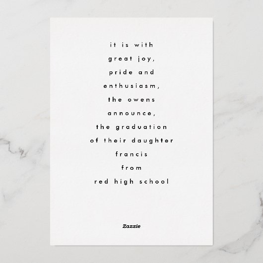 プレス箔金ゴールドGRADクラス22発表 箔招待状 (裏面)