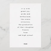 プレス箔金ゴールドGRADクラス25発表 箔招待状 (裏面)