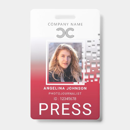 プレス識別写真ID バッジ (正面)