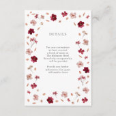 プレス赤ピンクとクリーム，フローラ結婚の詳細 エンクロージャーカード (正面)