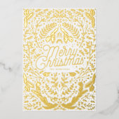 プレス金ゴールドの葉と果実メリークリスマス 箔シーズンカード (正面)