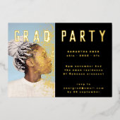 プレス金ゴールドエレガント植物学グラッドフォトパーティー 箔招待状 (正面)