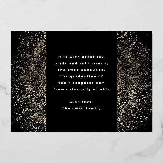 プレス金ゴールドエレガント植物学グラッドフォトパーティー 箔招待状 (裏面)