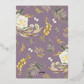 プレス金ゴールドボホマイクロワイルドフラワーリース結婚ズ 箔招待状 (裏面)