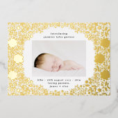 プレス金箔花模様ベビー誕生発表 箔招待状 (正面)