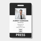 プレス 社員 業務 フォト ブラック バッジ (Front)