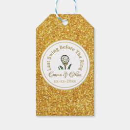 プレズゴ結婚ルフパーティーウィークエンドホワイト金ゴールドグリッター ギフトタグ