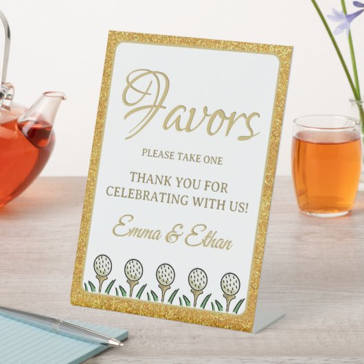 プレズゴ結婚ルフパーティーウィークエンドホワイト金ゴールドグリッター 台座サイン (インサイチュ)