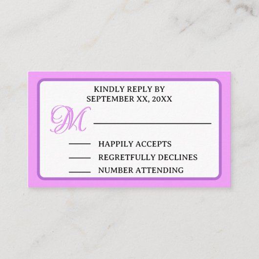 プレズゴ結婚ルフパーティーウィークエンドラベンダーパープル エンクロージャーカード (裏面)