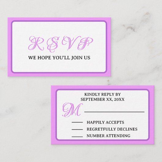 プレズゴ結婚ルフパーティーウィークエンドラベンダーパープル エンクロージャーカード (正面/裏面)