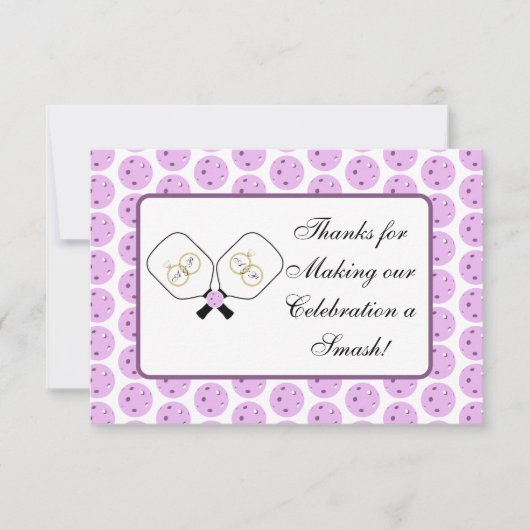 プレズピ結婚クレボールラベンダーパーソナライズされたノート サンキューカード (正面)