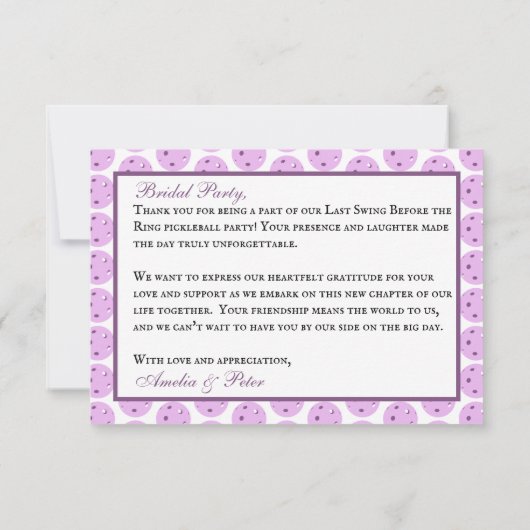 プレズピ結婚クレボールラベンダーパーソナライズされたノート サンキューカード (裏面)