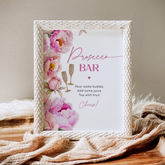 プレセコバーブライトピンク牡丹ブライダルミモサバー ポスター