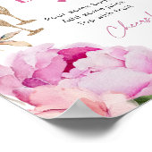 プレセコバーブライトピンク牡丹ブライダルミモサバー ポスター (角)