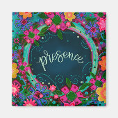 プレゼンスかわいらしおもしろいブルーピンクフローラのインスピレーション マグネット (正面)