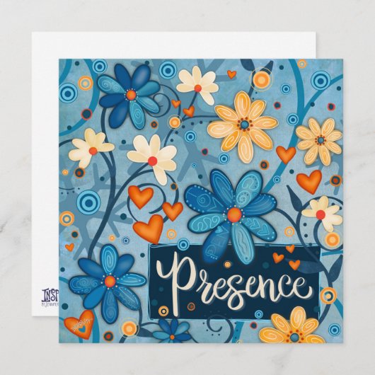 プレゼンスインスパイアのハートフローラかわいらし青 シーズンカード (正面/裏面)