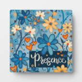 プレゼンス感動的ハートフローラかわいらし青 フォトプラーク (正面)