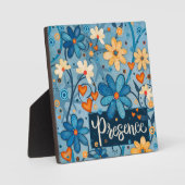 プレゼンス感動的ハートフローラかわいらし青 フォトプラーク (正面)