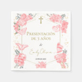 プレゼンタシオンデ3アニョスナプキンズバターフリスピンク スタンダードカクテルナプキン (正面)