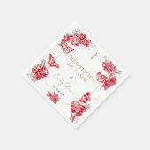 プレゼンタシオンデ3アニョスナプキンズバターフリスレッド スタンダードカクテルナプキン (角)