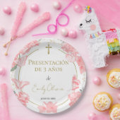 プレゼンタシオン3アニオス紙プレートバターフリスピンク ペーパープレート (パーティー)