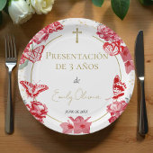 プレゼンタシオン3アニオス紙プレートバターフリスレッド ペーパープレート