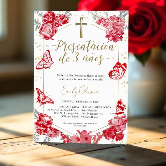 プレゼンタシオン3アニョスペインの招待状蝶 招待状