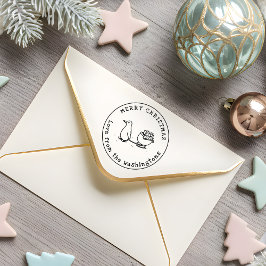 プレゼントいっぱいのそりを引くペンギン メリークリスマス セルフインキングスタンプ