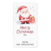 プレゼントから可愛いサンタウォーターイラストレーション ラベル (正面)