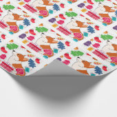 プレゼントが付いている休日のウェルシュコーギーの漫画 ラッピングペーパー (角)