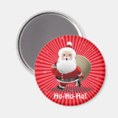 プレゼントたっぷりのサックを持つかわいいサンタクロース マグネット (正面/裏面)