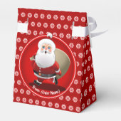 プレゼントでいっぱいのサックを持ったかわいいサンタクロース フェイバーボックス (裏面サイド)
