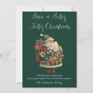 プレゼントで作られたコートのサンタクロースのホリデーカード シーズンカード