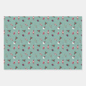 プレゼントとキャンディー付きサンタ。 ラッピングペーパーシート (正面)